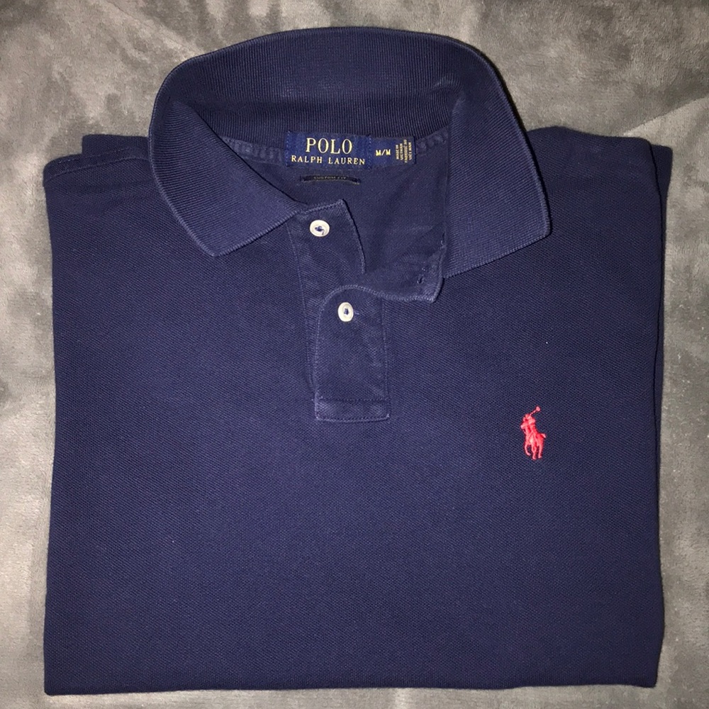 Custom Fit Navy Blue Polo Red Horse